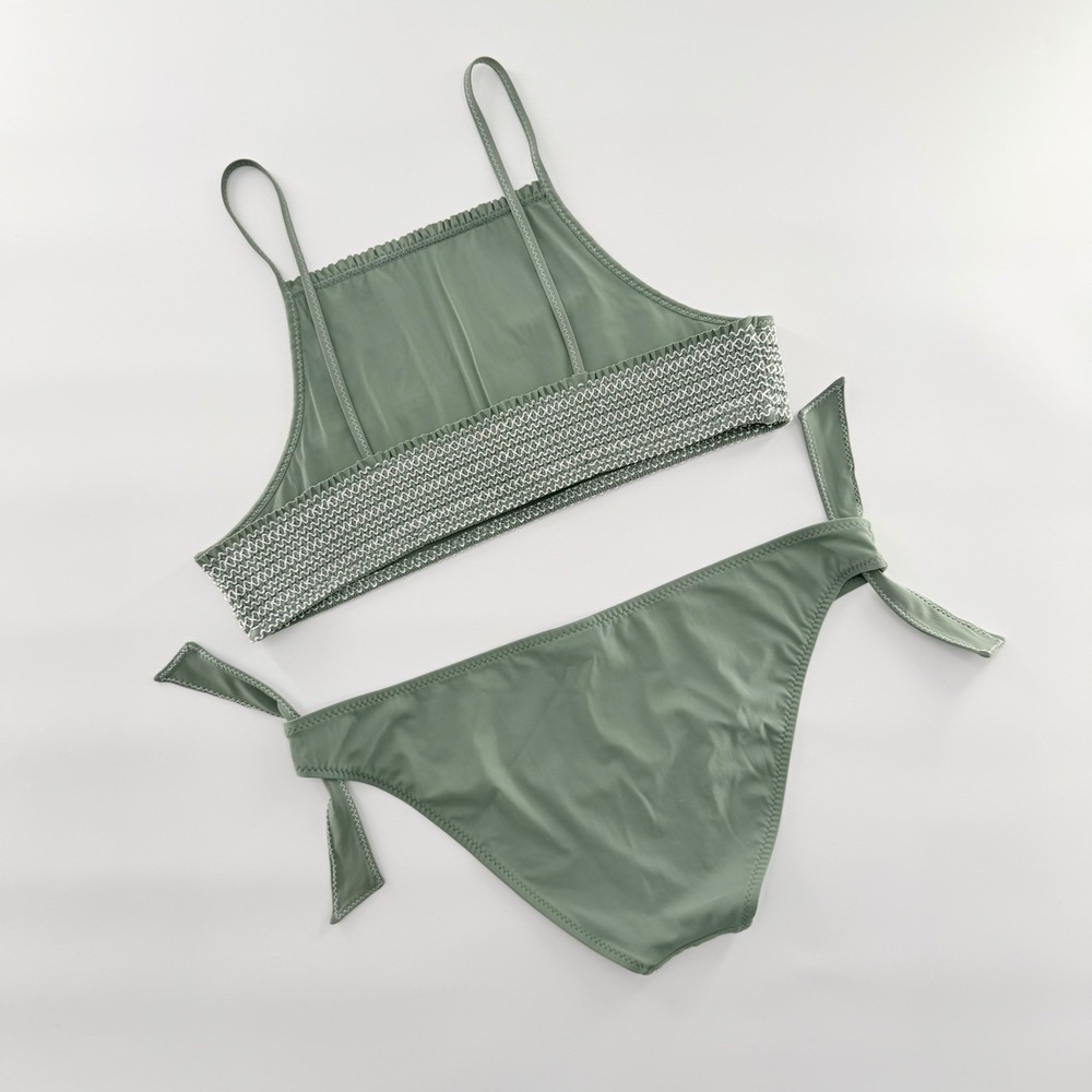 Kisuii x Barneys Bikini Mediterranean Resort Chic Smocked Coastal Quiet Luxury - Picture 3 of 9
